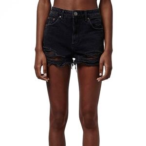 Topshop Ripped High Rise Denim Shorts